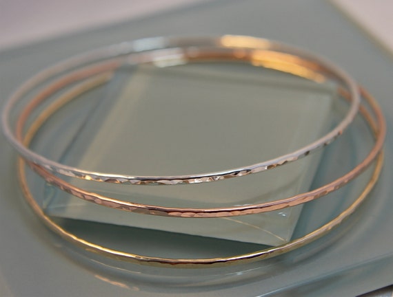 14K Rose Gold & White Gold Twisted Bangle Bracelet