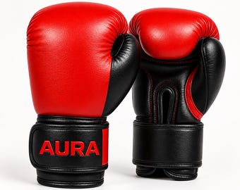 Red Black Boxing Gloves, Training Gloves, Sparring Gear, Custom AURA Boxing Equipment