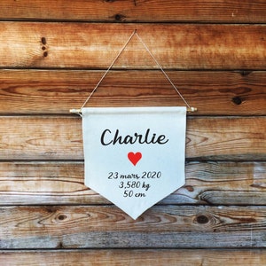 Banner de pared personalizado, bandera colgante de decoración de pared, lienzo personalizado, habitación de niños y bebés, regalo de nacimiento