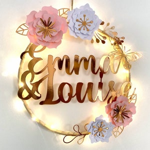 Night light child baby led personalized first name luminous flower room decoration gift birth birthday baby shower baptism Christmas twins