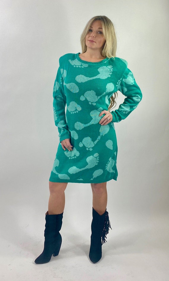 Punk Label Betsey Johnson Foot Print Sweater Dress