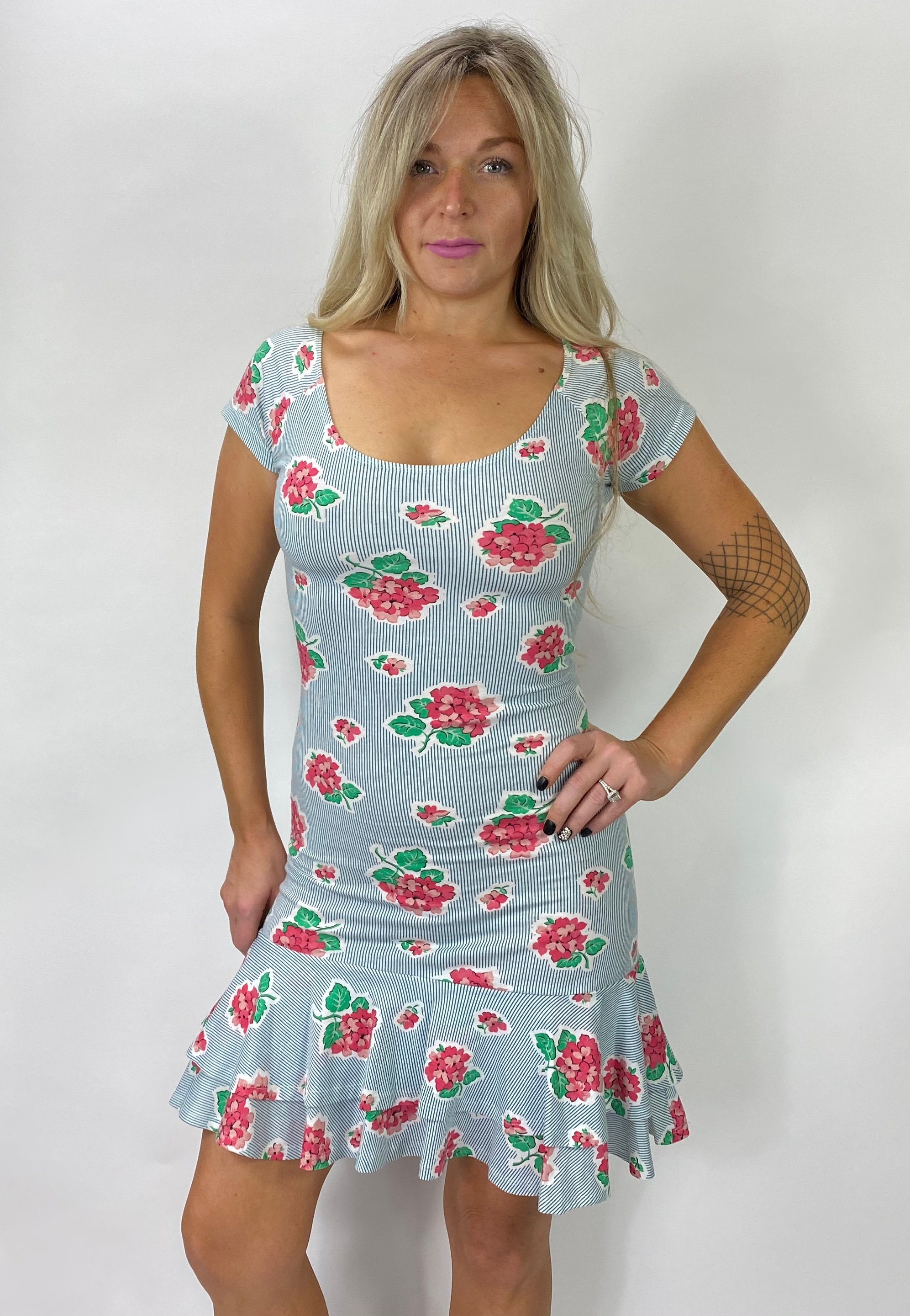 Vintage Betsey Johnson Dress with Ruffle Bottom Floral print | Etsy