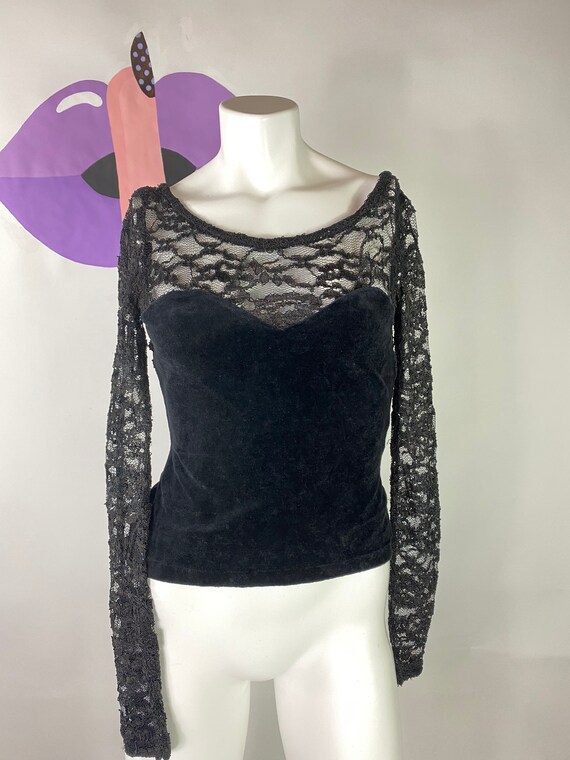Vintage Betsey Johnson Velvet/Lace Top Corset Bust