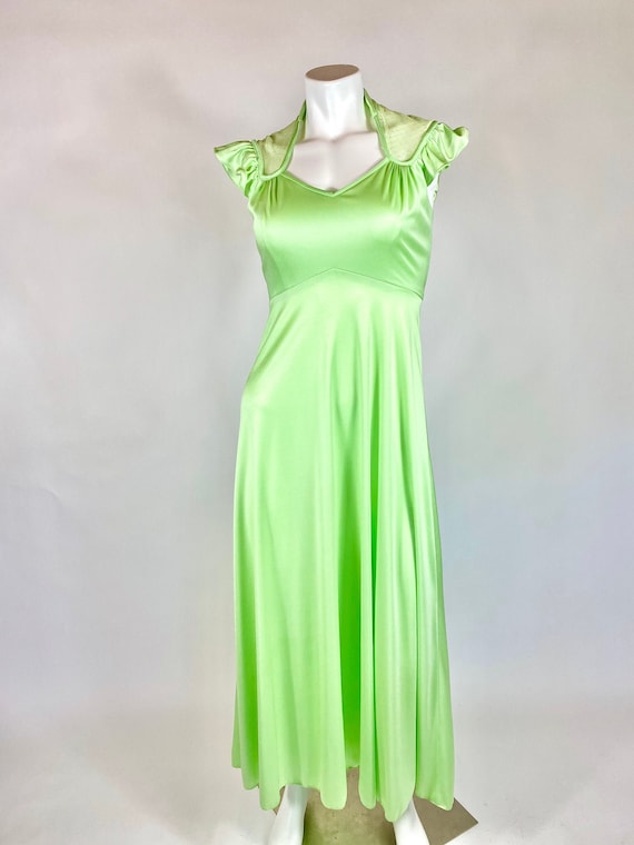 70s Seafoam Green Maxi Dress VTG