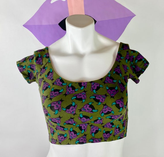 Vintage Betsey Johnson Devil Pattern Crop Top Rare