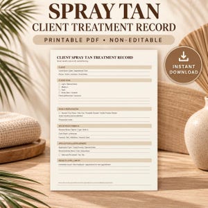 Client Treatment Record | Printable Digital Form for Tanning Artists