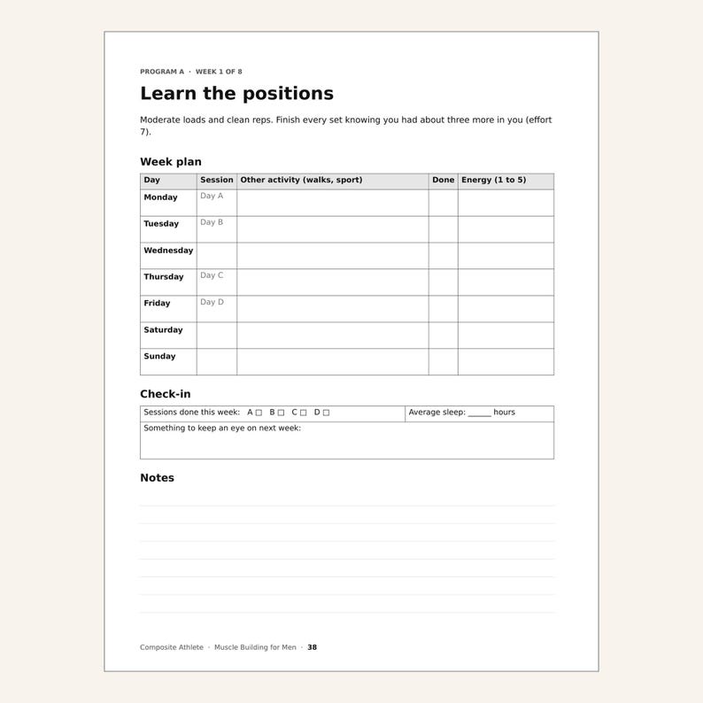 Muscle Building Workout Plan for Men Printable, 8-week and 6-week Gym ...