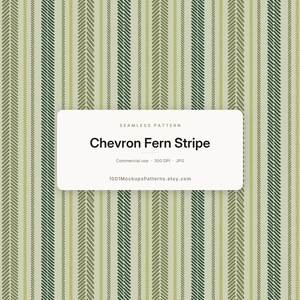 Chevron Fern Stripe Seamless Pattern JPG, Botanical Herringbone Repeat in Olive Green and Cream, Digital Paper for Fabric Wallpaper POD