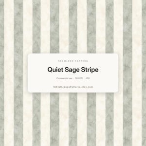 Sage Stripe Seamless Pattern, Watercolor Vertical Stripes Digital Paper, Neutral Green and Cream Repeat Print for Fabric, Wallpaper