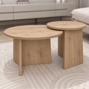 Runt soffbord, 2-pack, moderna MDF-bord för små utrymmen