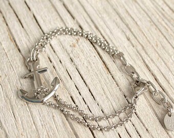 Waterproof Anchor Bracelet - VINGA - from Maris Sal Nautical - Marine-grade stainless steel - Adjustable