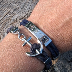 ENGRAVABLE & CUSTOMIZABLE Waterproof anchor bracelet - from Maris Sal Nautical - Marine-grade stainless steel