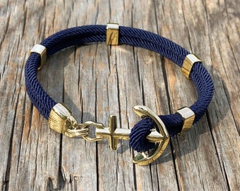 Waterproof anchor bracelet in gold - New Haven - from Maris Sal Nautical - Marine-grade stainless steel