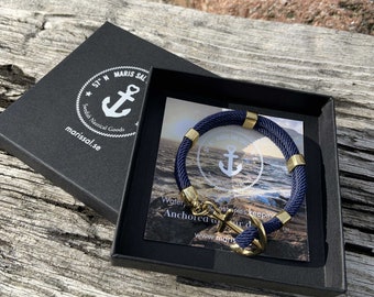 Waterproof anchor bracelet in gold - New Haven - from Maris Sal Nautical - Marine-grade stainless steel