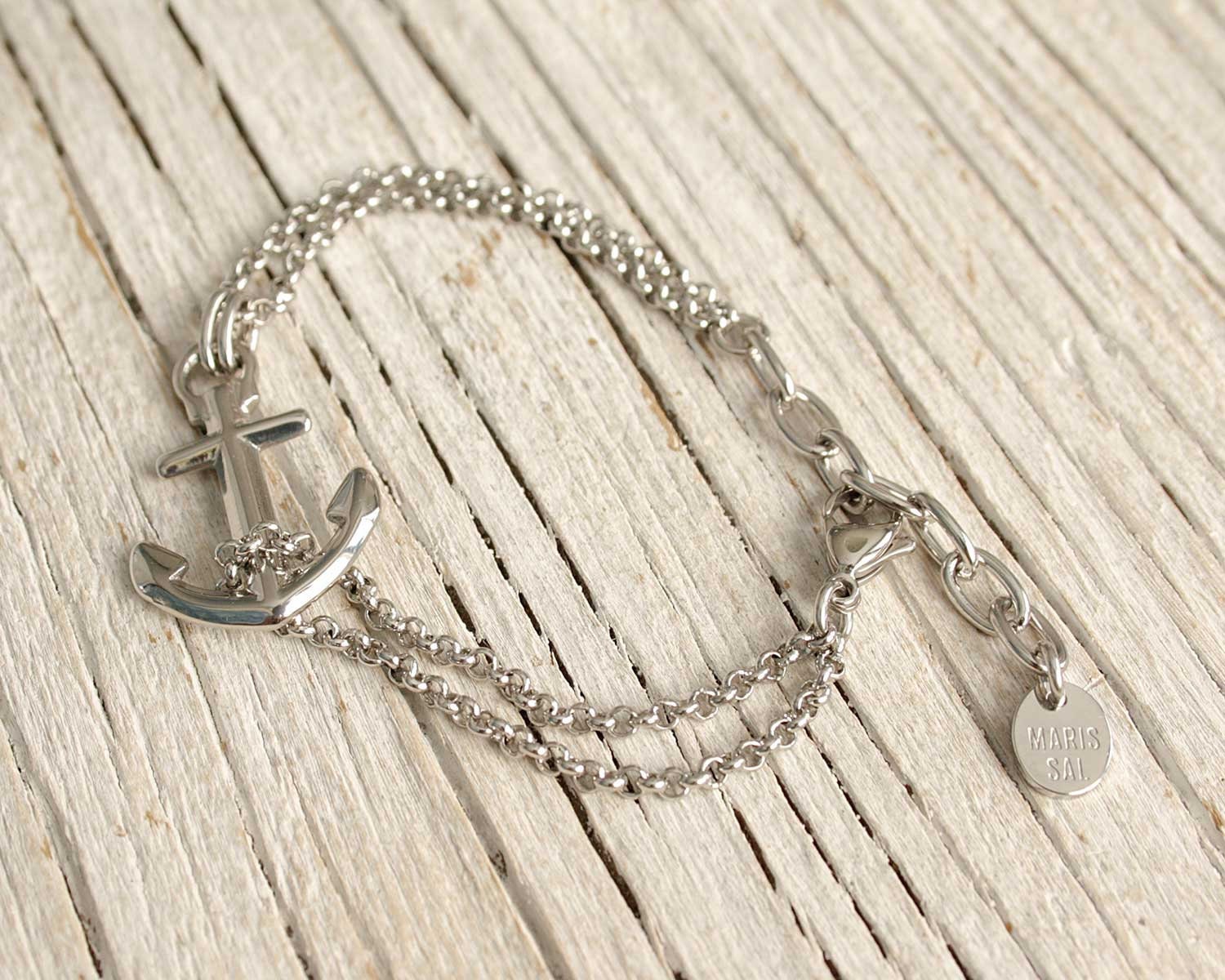 Waterproof Anchor Bracelet - VINGA - from Maris Sal Nautical - Marine-grade stainless steel - Adjustable