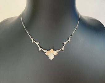 Twig and Hydrangea Necklace, Gardener Gift