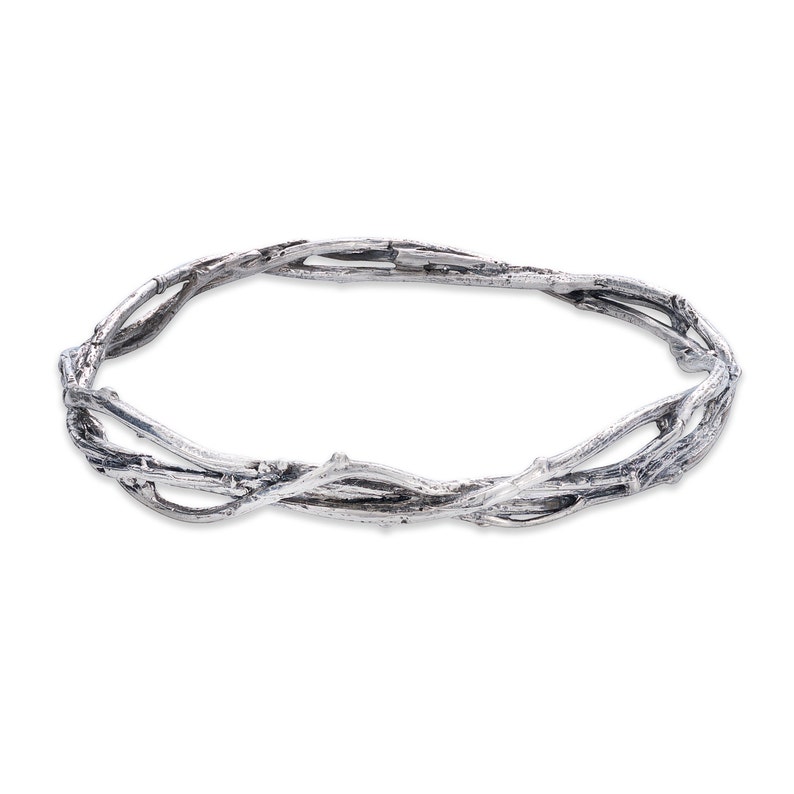 Sterling Silver Bittersweet Bramble Vine Bangle Bracelet Twig Etsy
