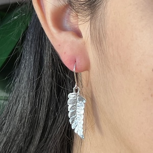 Fern Leaf Earrings, Silver Lady Fern Leaf earrings, Silver fern earrings, Gardener Gift