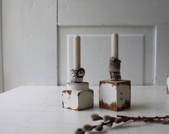 ONE Ring Display - Architectural Spindle or Block - Distressed White Salvaged Wood Ring Holder / Organizer Qty Available RTS