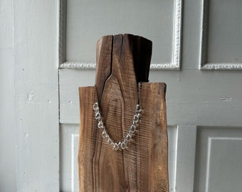 Rustic Solid Wood Necklace Display 15" Tall - Thick Free Standing Necklace Bust w Curved Neck - Rustic Salvaged Wood Natural Jewelry Display