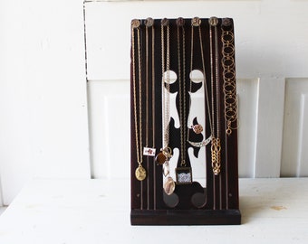 Necklace Display Board - Antique Walnut Architectural Salvage w Numbered Railroad Nails - Salvaged Wood Display - Ready to Ship