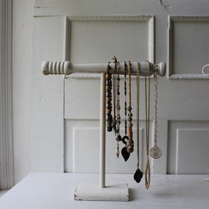ONE Necklace Holder - Distressed White Architectural Salvage - Jewelry Storage - T-Bar - Retail Stand - Display - Organizer
