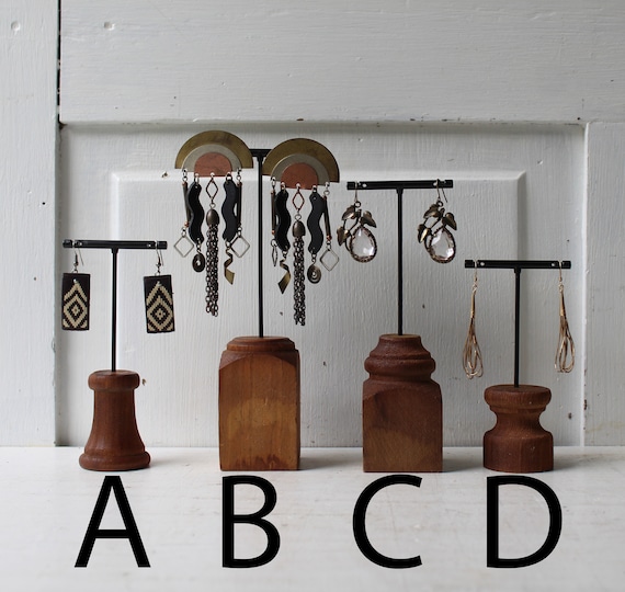 Black Earring Stand of Wood and Metal