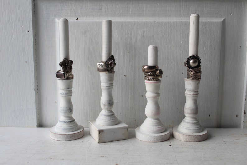 ONE Ring Holder Display Ring Display Organizer Distressed White Shabby Chic Jewelry Display image 6