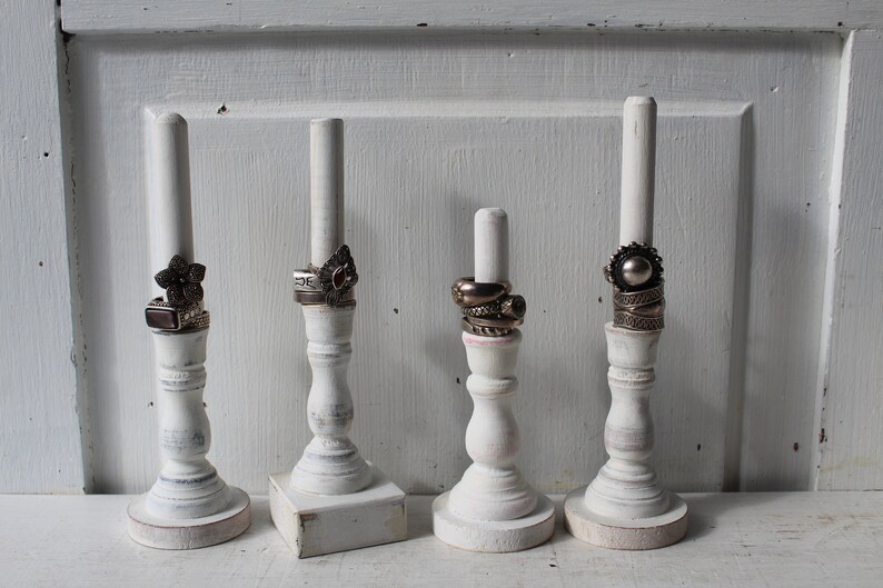 ONE Ring Holder Display Ring Display Organizer Distressed White Shabby Chic Jewelry Display image 4