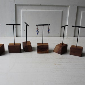 ONE Earring Display Stand Three Heights Available Live Edge Walnut & Metal T Stand Earring Holders Natural Jewelry Displays image 6