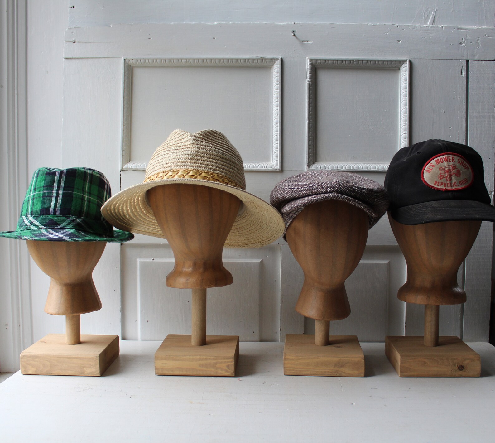 ONE Foam Kraft Brown Mannequin Head Hat Display W/ Wooden Etsy