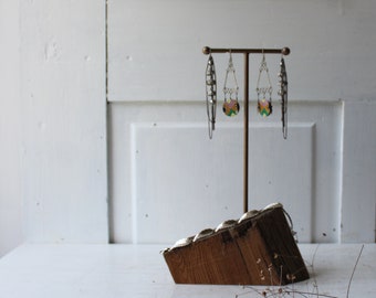 Tall Earring Display Stand - Asymmetrical Salvaged Weathered Wood & Metal T Stand - Earring Holder - Natural Jewelry Display - Earring Stand