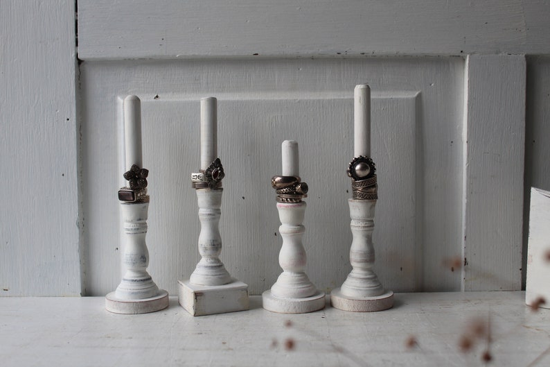 ONE Ring Holder Display Ring Display Organizer Distressed White Shabby Chic Jewelry Display image 5