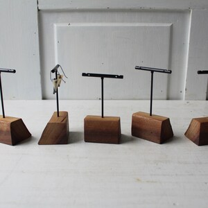 ONE Earring Display Stand Three Heights Available Live Edge Walnut & Metal T Stand Earring Holders Natural Jewelry Displays image 4