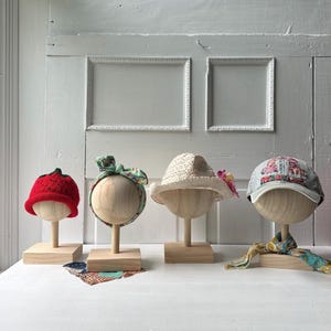New Sizes Available - ONE Solid Wood Baby Mannequin Head Display Stand / Newborn 14.5&quot; / Baby 16&quot; / Toddler 19&quot; / Adult 21&quot; Unfinished Pine