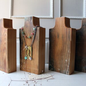 ONE Thick Freestanding Necklace Display Bust 13 Tall Salvaged Wood Rustic Brown Retail Jewelry Display Market Craft Fair Display image 3