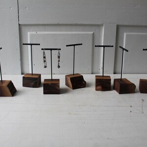 ONE Earring Display Stand Three Heights Available Live Edge Walnut & Metal T Stand Earring Holders Natural Jewelry Displays image 7