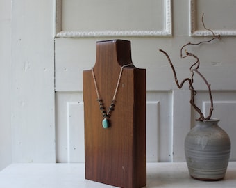 ONE Walnut Thick Freestanding Necklace Bust Display Board - Retail Jewelry Display  12 3/4" tall 2" thick