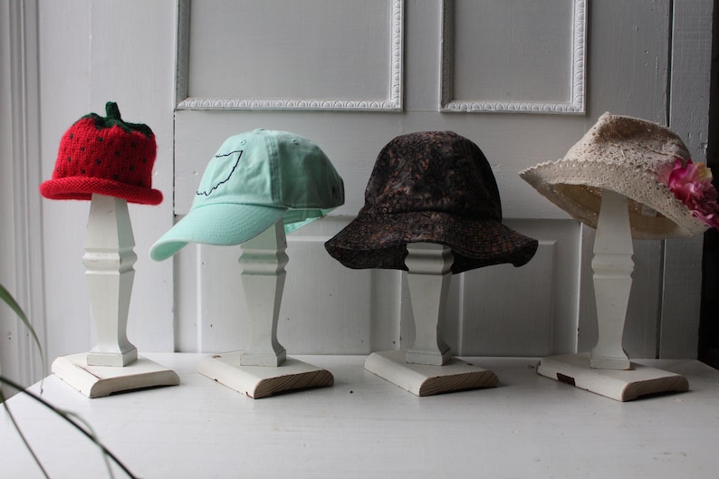 Wood Hat Stand White Wood Hat Display Boutique Display Etsy