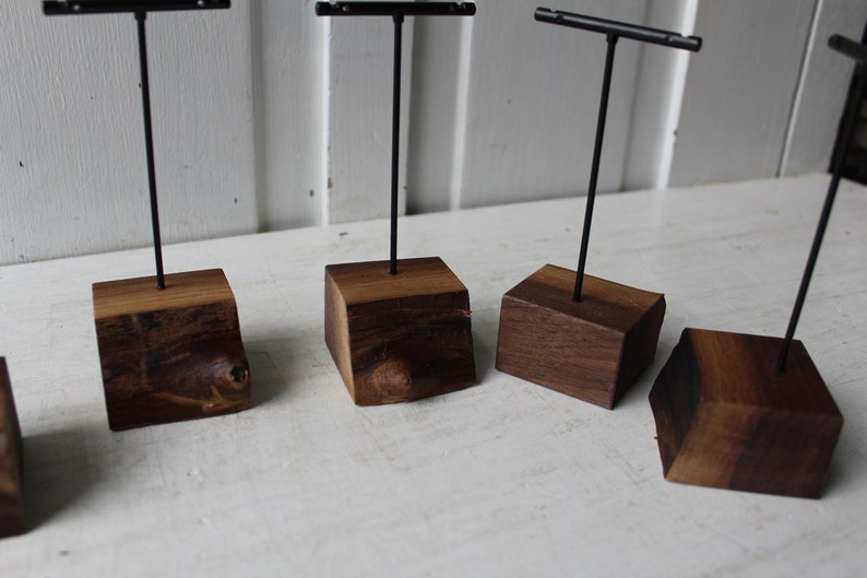 ONE Earring Display Stand Three Heights Available Live Edge Walnut & Metal T Stand Earring Holders Natural Jewelry Displays image 9