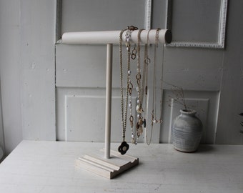 ONE Necklace Holder 15.5" - Distressed White Architectural Salvage - Jewelry Storage - T-Bar - Retail Stand - Display - Organizer