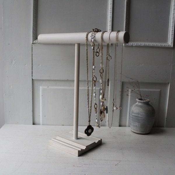 ONE Necklace Holder 15.5" - Distressed White Architectural Salvage - Jewelry Storage - T-Bar - Retail Stand - Display - Organizer