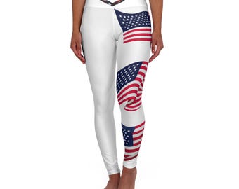 Signal Strong High-Waisted Yoga Leggings — Minimal White AOP Comfort
