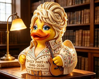 ドリー・パートンへのオマージュ ラバーダック フィギュア | カントリーミュージック好きへのギフト、装飾用樹脂製アヒルオーナメント、ユニークな音楽ファン向けホームデコレーション