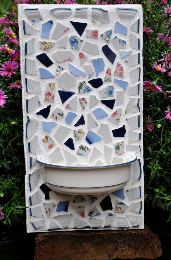 Mosaic Planter Or Bird Feeder Indoor Outdoor Etsy