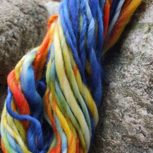 Handspun yarn - handpainted wool - thick and thin - 4 oz. - 96 yards