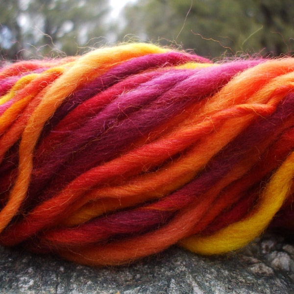 Handspun yarn - handpainted wool - thick and thin - 4 oz. - 101 yards