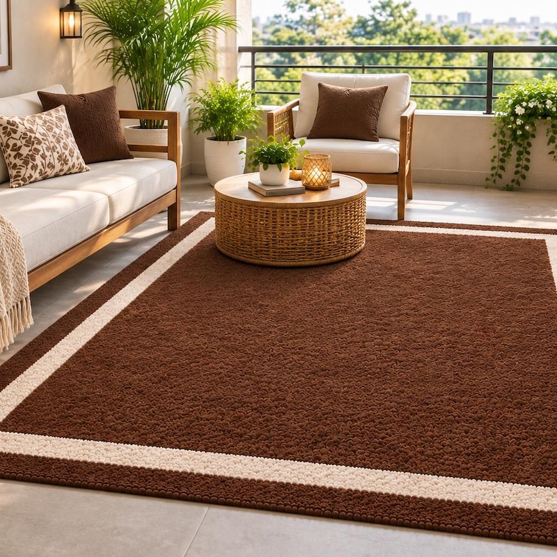 White Ruga Brown and off White Rug - Etsy
