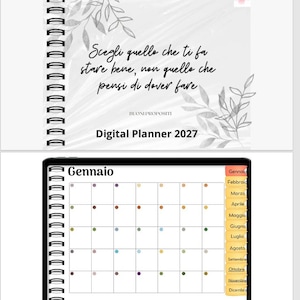 13 pagine | Hyperlinked digital planner, ipertestuale, Planner mensile GoodNotes, for iPad e Android, Planner italiano PDF / 2027
