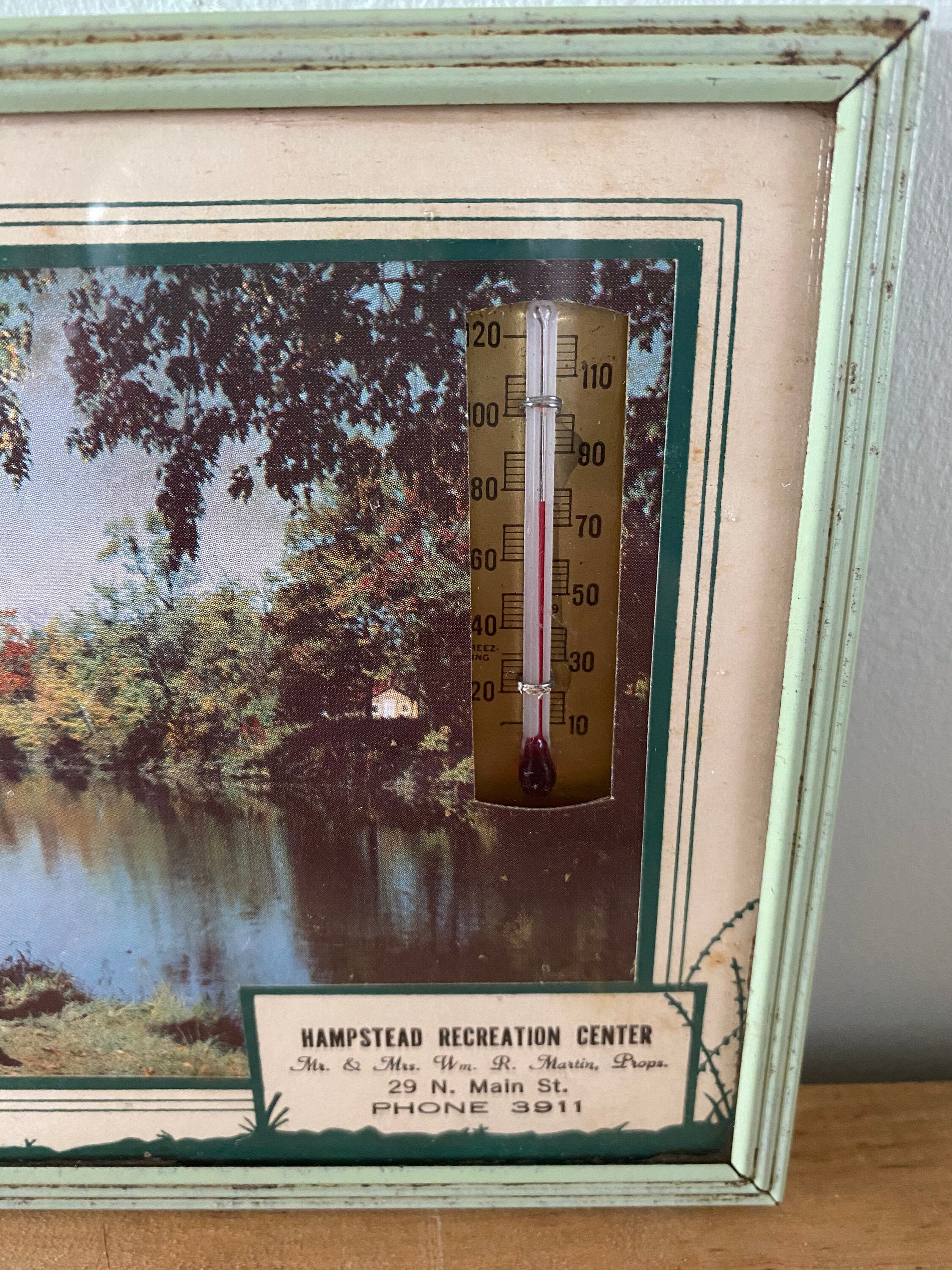 Vintage Advertising Thermometer Hampstead Recreation Center Hampstead